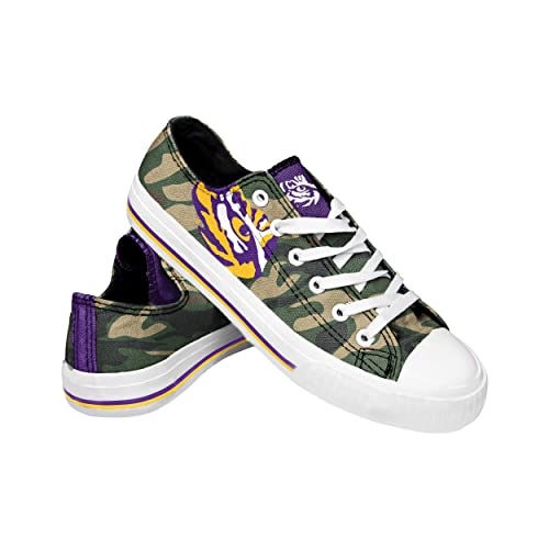 FOCO LSU Tigers NCAA Womens Camo Low Top Canvas Shoes - 11