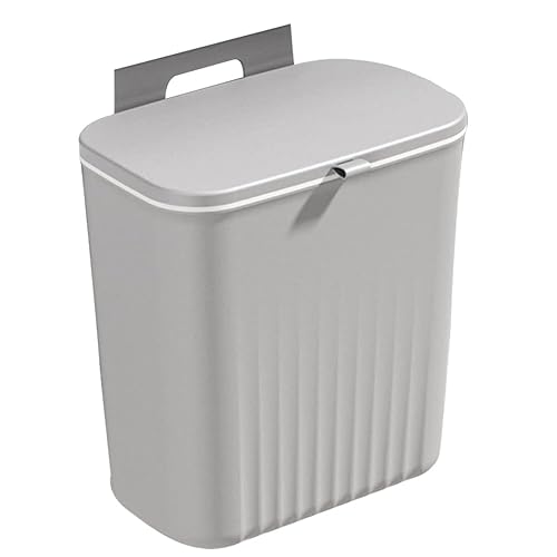 MACIMO Bote de basura de cocina para colgar en la puerta, cubierta corrediza, cubo de basura montado en la pared, color gris