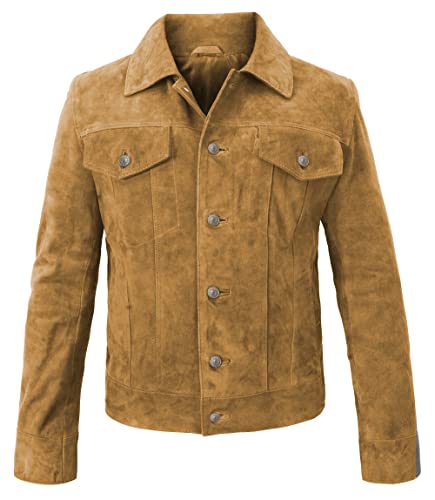 Suede Leather Trucker Jacket Men - Mens Western Style Cowboy Suede Leather Coat - Vintage Motorcycle Jacket2