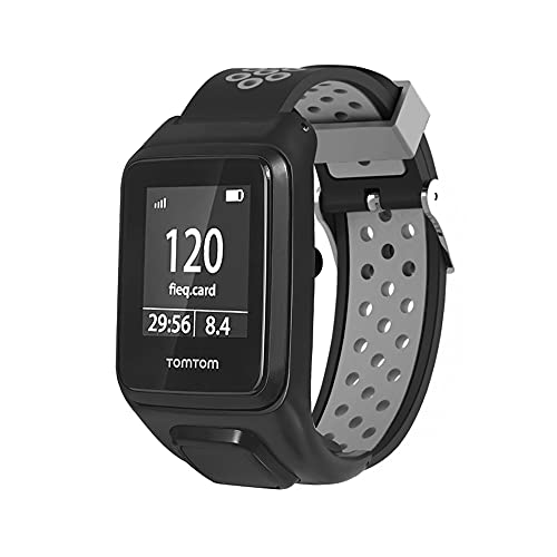KINKUUN Correas para relojes Compatible con TomTom Runner 2/3 Spark/3 Cardio + Music Pulseras de repuesto.Correa de Reloj.(Gris negro)