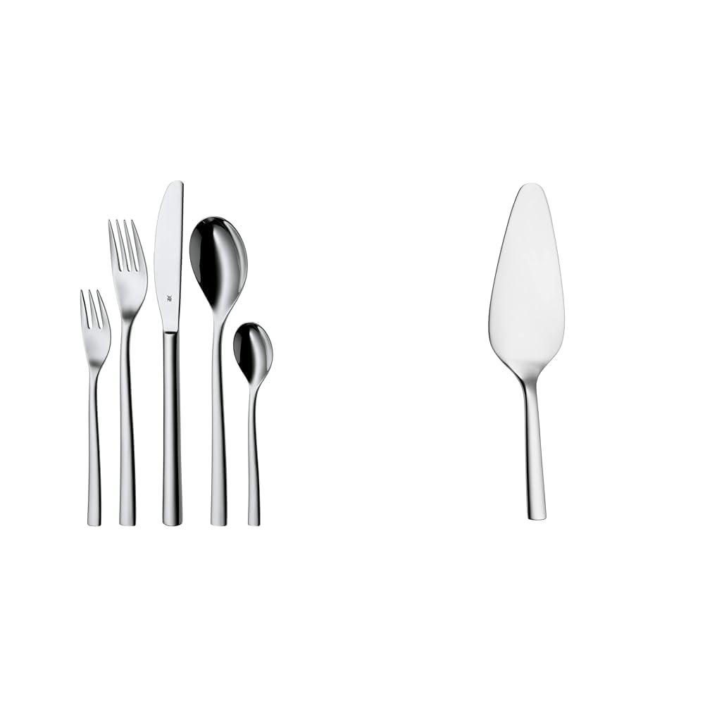 WMF Palermo Besteck Set 12 Personen, Essbesteck 60 teilig, Monobloc-Messer & Nuova Kuchenheber Tortenheber Edelstahl 23 cm