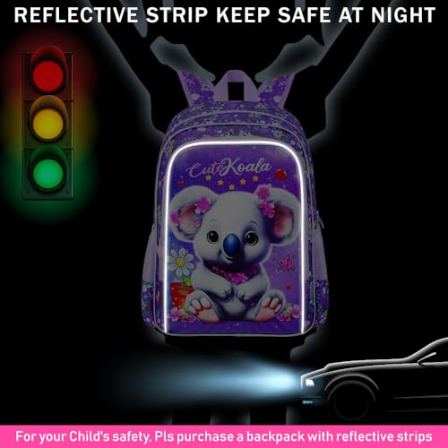 Image of CCJPX 3PCS Backpack for Girls, 16 inch Koala Preschool Bookbag with Lunch Box,Kids Water Resistant School Backpacks for Elementary Kindergarten