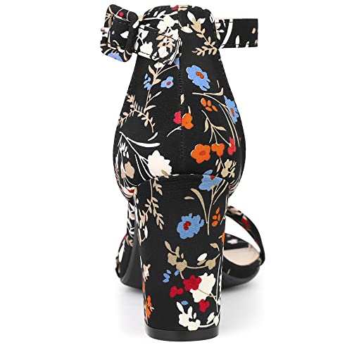 Image of Allegra K Women's Floral Print Open Toe Block High Heels Summer Sandals