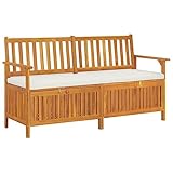 generico larryhot cassapanca con cuscino 148 cm in legno massello di acacia,mobili e sedie da giardino,panchine da giardino,316737