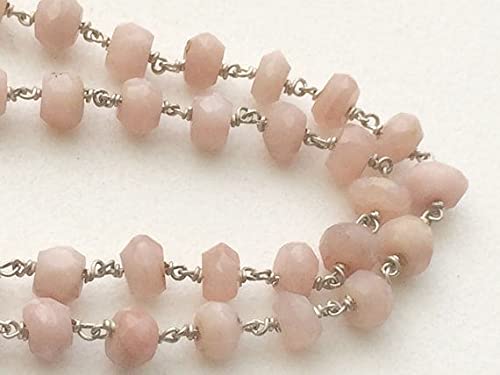Chaîne opale rose au mètre en argent 925 pour création bijoux fantaisie