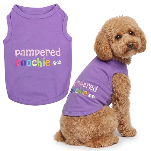 Parisian Pet Dog Shirt – 100% Cotton Shirts for Large Dogs – Sleeveless Pampered Poochie Puppy Clothes – Lightweight and Breathable Dog Apparel – Funny Dogs Clothes - Stretchy Pet T Shirts