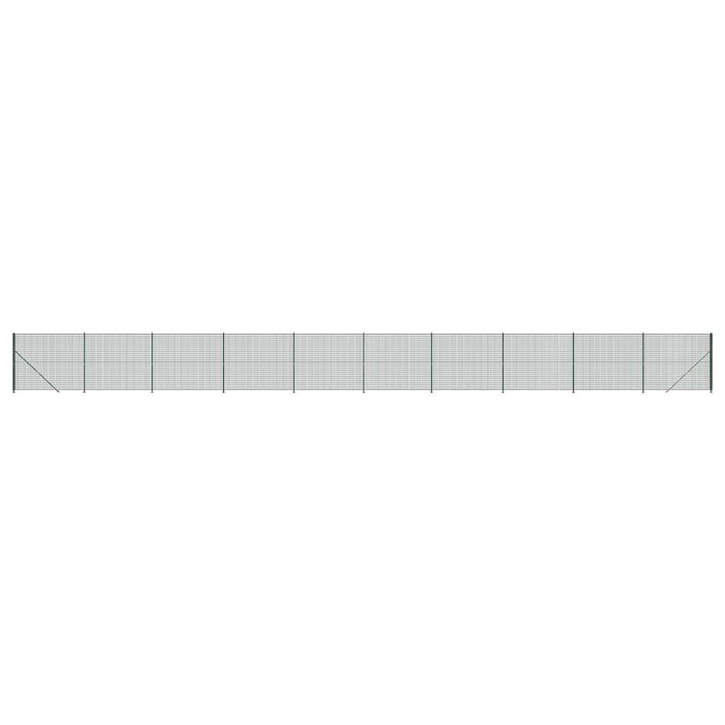 Green Wire Mesh Fence with Flange 2.2x25m Galvanised Steel PVC Coated Security Barrier for Garden Animal Enclosure Interlocking Heavy Duty