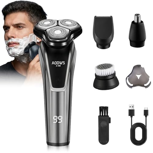 HyAdierTech Rasoir Portable, Rasoir Électrique pour Homme Wet & Dry, Rasoir sans fil avec 3 Têtes de Lame 360° Flexibles, Rase Doucement le Visage, 90 min...