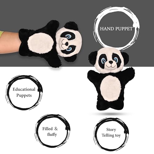 Image of Besties Panda Hand Puppets for Kids - Soft Hand Puppets for Kids, Story Telling Puppet for Kids, Hand Puppet Toy, Plush Animals Hand Puppet Toys, Fun Play Learning Toys - Black (Panda)