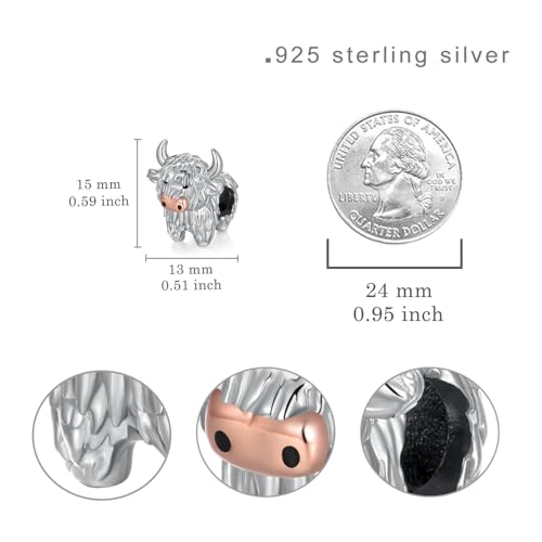 Highland Cow Charm 925 Sterling Silver Cow Charms for Bracelets Cow Jewelry Highland Cow Jewelry Gifts4