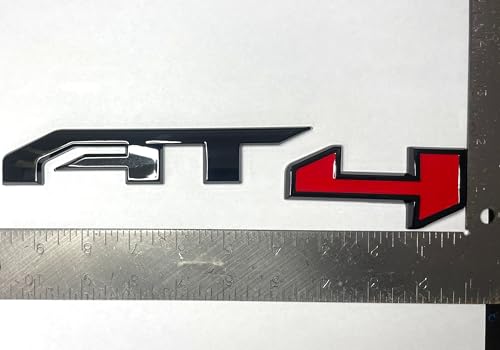 Image of AT4 Door Emblem in Black & Red for 2019-2024 GMC Yukon, Sierra, and Canyon - Ideal for Both Right and Left Doors - Fits 1500, 2500HD, and 3500HD Models