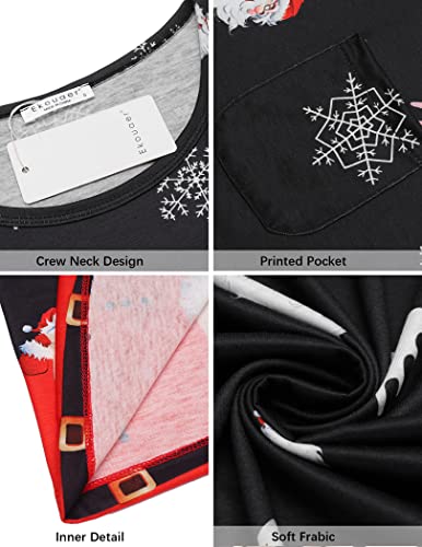 Ekouaer Nightgowns For Christmas Women Soft Cotton Short Sleeve Holiday Sleepwear (Santa Claus Print M) #TOP4