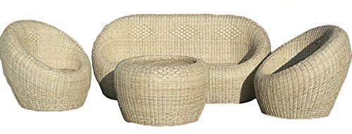 BHATIACANE 5-Seater Bamboo Sofa Set with Table, Cushions, Cane Apple Design-image-17