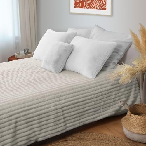 Plaid XL imitation fourrure Matisse beige décoration luxe