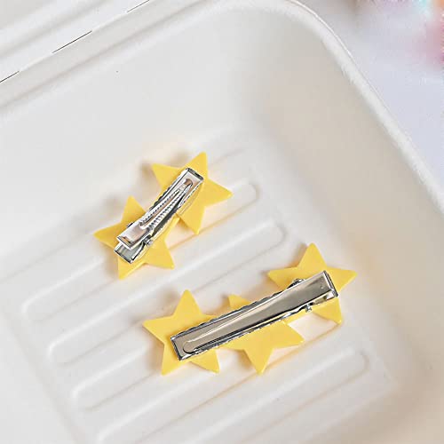 Yellow Star Hairpin Cute Sweet Five-Pointed Star Side Clip Hairpin Double Ponytail Head Rope #TOP1