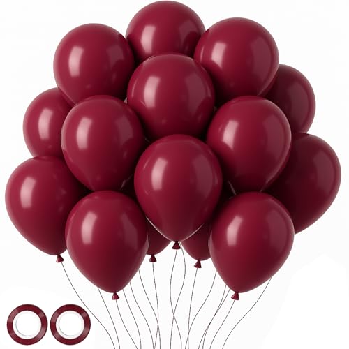 Image of Voircoloria 105pcs Burgundy Balloons 12inch Maroon Party Latex Balloons for Birthday, Graduation, Baby Shower,Wedding, Anniversary Valentines Party Decorations