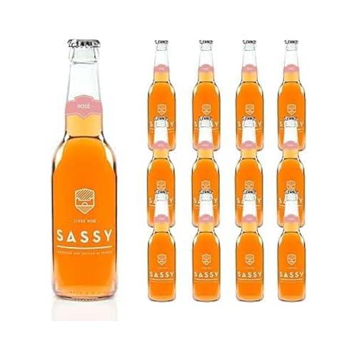 Maison Sassy Rosé Craft Cider 3% Abv - 12 x 330ml - Hand-Crafted Traditional Normandy Fruit Cider, Premium-Quality, Low Calorie, Low Alcohol, Gluten Free, 100% Natural & No Added Sugar