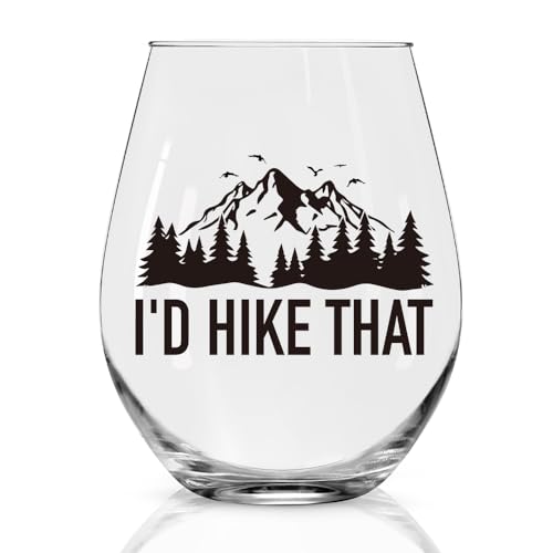 Perfectinsoy I'd Hike That Stemless Wine Glass, Cool Wine Glass for Hiking Camping Mountain Lovers Hikers, Birthday Gifts for Friends Colleagues Sisters Brothers Dad Uncle Husband