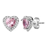 Konikit Pink Heart Stud Earrings Valentines Day Earrings for Women Girls Lady for Valentine's Day