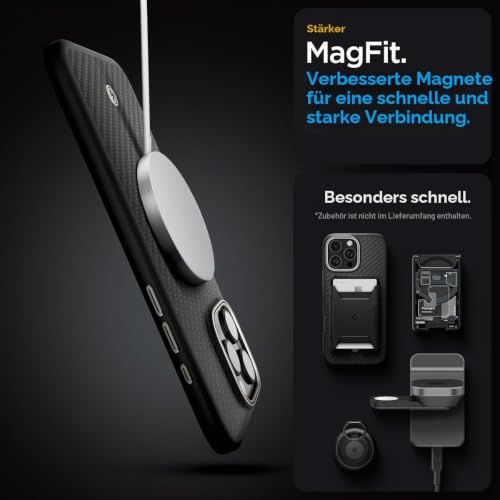 Spigen iPhone 16 Pro Max Hülle Enzo Aramid MagFit - Black Natural – Ansicht 6