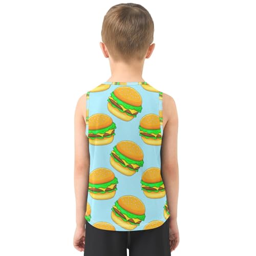 J JOYSAY Cartoon Burger Food Boys Tank Top Sleeveless Muscle Shirts Quick Dry Kids T-Shirts 3-15T3
