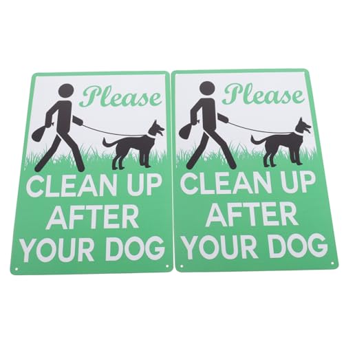 FUTUREORYY 2 piezas Cartel Retro de Hierro Por Favor Limpie Excrementos de Perro Señal Advertencia para Jardín y Patio y Visible para Dueños de Mascotas