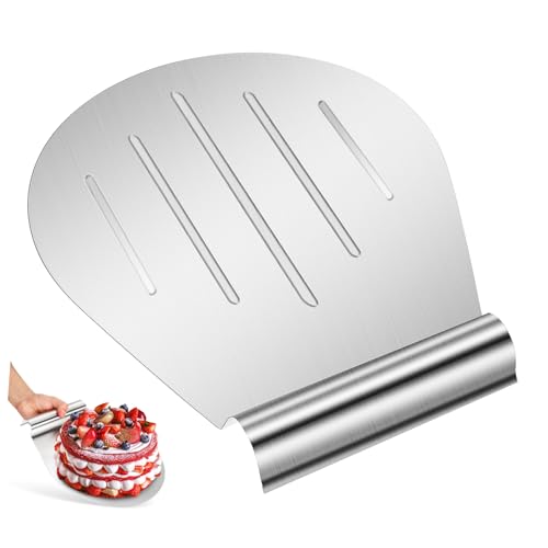 ROMISBABA Elevador de Tartas de Acero Inoxidable con Mango Ergonómico para Transferencia y Servicio de Pasteles Pizza y Tartas Herramienta Ligera y Fácil de Limpiar para Repostería