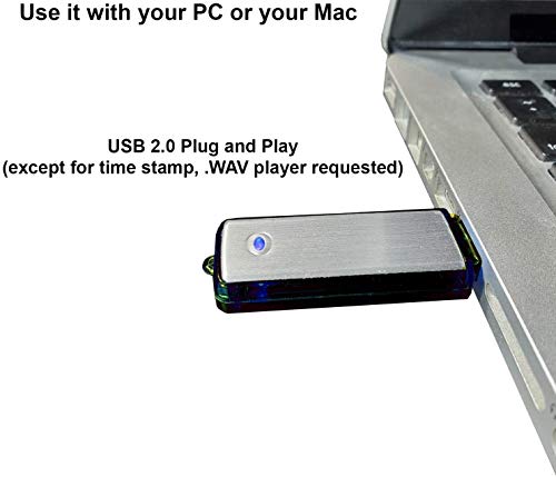 Image of Asleesha 8GB Digital Voice Recorder USB Flash Drive Voice Activated Recording Silver-Blue /Black - 1 Pc