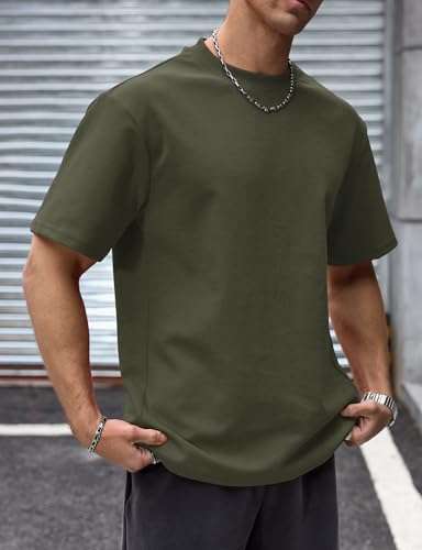 Image of Herberton Mens Oversized T-Shirts Heavyweight Cotton Stretch Fashion Thick Tee Tops (S-3XL)