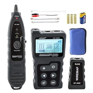 noyafa testeur de câble avancé avec tracker de fil poe multifonction câble de réseau testeur de câble pour te toner, kit d'outils avec sac sonde audio pour lan cat5 cat6 tracker(pas de batterie)