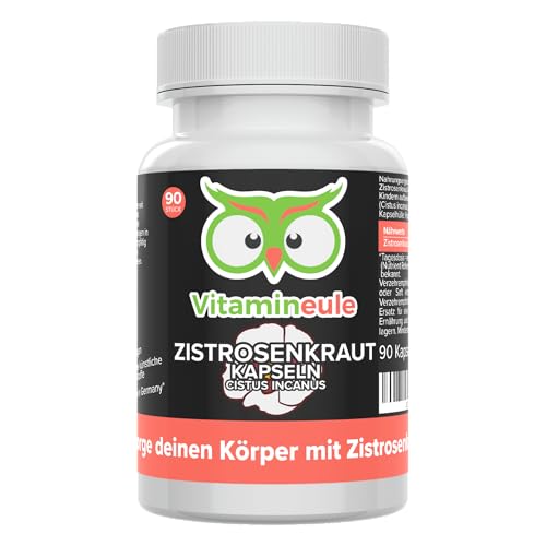 Zistrose Kapseln - hochdosiert 500 mg - bioaktiv & vegan - Produktion in Deutschland - ohne Zusatzstoffe - Cistus incanus (Zistrosenkraut-Pulver) - Kapseln statt Tropfen & Tabletten - Vitamineule®