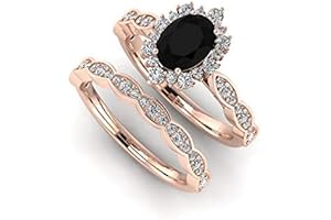 Vintage Black Onyx Engagement Ring- Black Onyx Set Rose Gold Wedding Bridal...