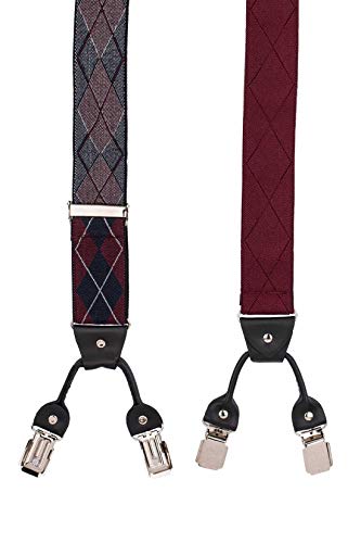 Image of The Tie Hub Different Y Back Style with Clip on 3cm Strap Width Elastic Suspenders for Men