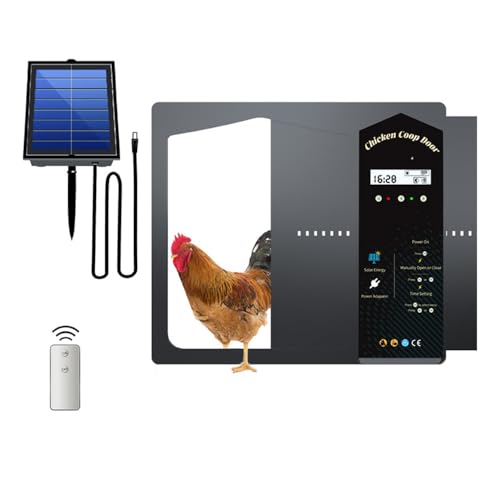 IVHSHFNF Puerta Automática De Gallinero Solar, Puerta De Aves De Corral con Sensor De Luz De Tiempo Inteligente, Puerta De Mascotas A Prueba De Pinzas De Control Remoto