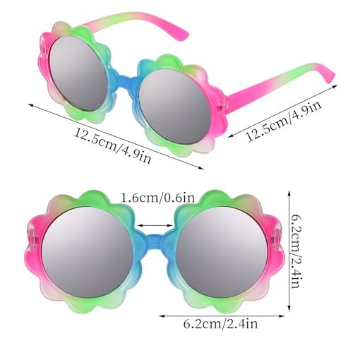 3 Pairs Kids Round Flower Sunglasses Girls Boys Cute Colorful Flower Glasses UV Protection Eyewear Outside Beach Sunglasses for Halloween Costume Accessories2