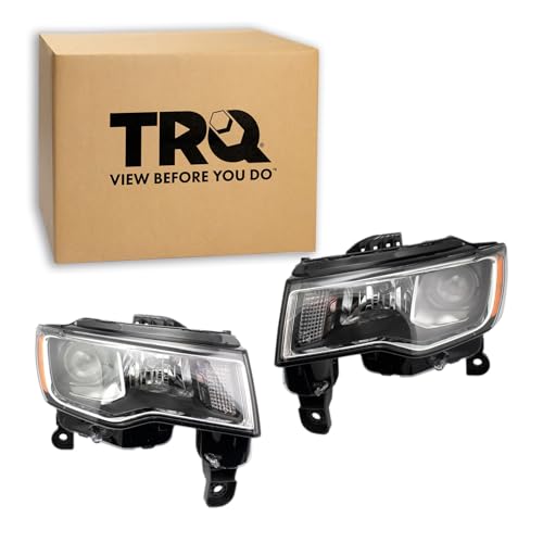TRQ 2 Piece Headlight Assembly Set Chrome Bezel Driver & ...