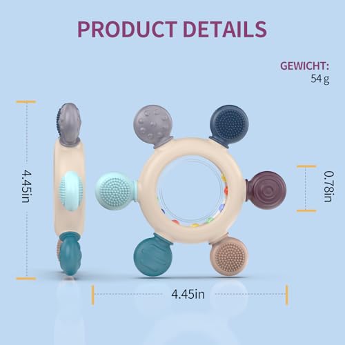 Image of akolik Teething Toys for Babies, Baby Teethers Toy Teething Ring Silicone, Grasping Teething Toy, BPA Free Teething Newborn Accessories for Baby 0 3 6 9 12 18 Months (Ringer Grey)