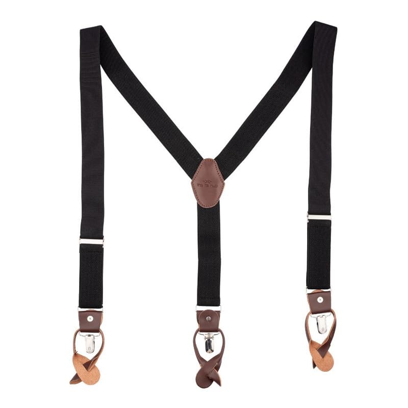 Image of The Tie Hub Button Suspenders for Men | Gentry Button-On Y-Back Elastic Braces | Adjustable 1.25 Inch | Formal Wedding