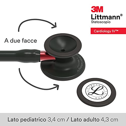Image of 3M Littmann Cardiology IV Diagnostic Stethoscope, 6200, More Than 2X as Loud, Weighs Less, Stainless Steel Black-Finish Chestpiece, 27 inch Black Tube, Red Stem, and Headset (Pack of 3)