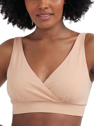HATCH The Dream Feed Nursing & Sleep Bra Stretchy & Wireless with Crossover Pull-Down Design for Breastfeeding Sand Large