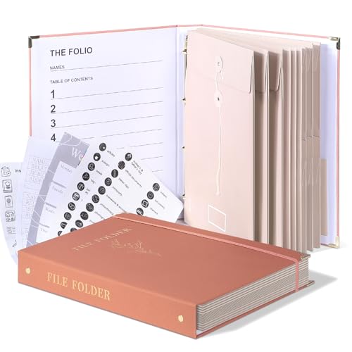 Important Document Organizer, Folio Folders with Pockets, Expanding File Folder for Important Papers, Emergency Binder, Birth Certificates, Social Security Cards, and Passports, Anti-Lost Binders