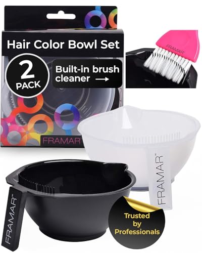 FRAMAR Hair Dye Bowl Set Tint Bowl for Hair Colour Bleach Hair Die Hair Bleach Kit Highlights Hair Dye Kit Hair Mixing Bowl for Hair Salon Hair Colouring Tools 2 Pack