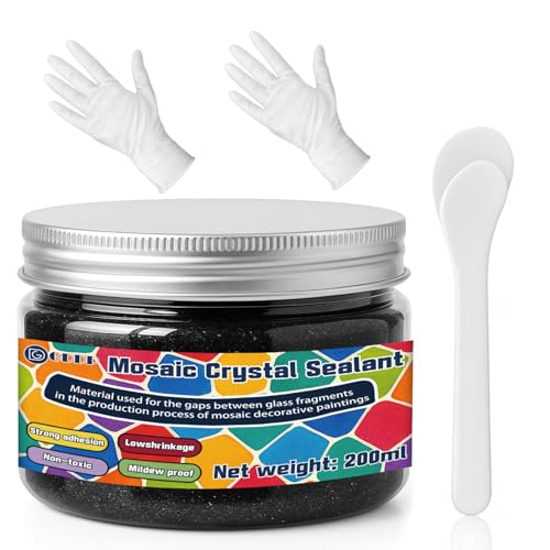 LAMXIN 200 g de lechada negra para mosaico, lechada de mosaico, adecuado para mosaicos/cerámica, para piedras decorativas, proyectos de bricolaje y más