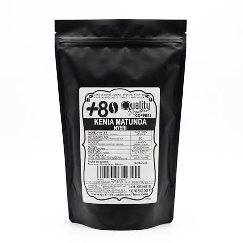 +80 Coffees by Quality Roasters. Café de Especialidad origen Kenia Matunda Nyeri. 100% Arábica. Puntuación SCA: 85. Tostado artesanalmente. 500 Gr