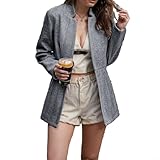 Aprilsunnyzone Abrigo de mujer Slim Fit Jacquard Patchwork Temperamento Viaje Versátil (S Gris)