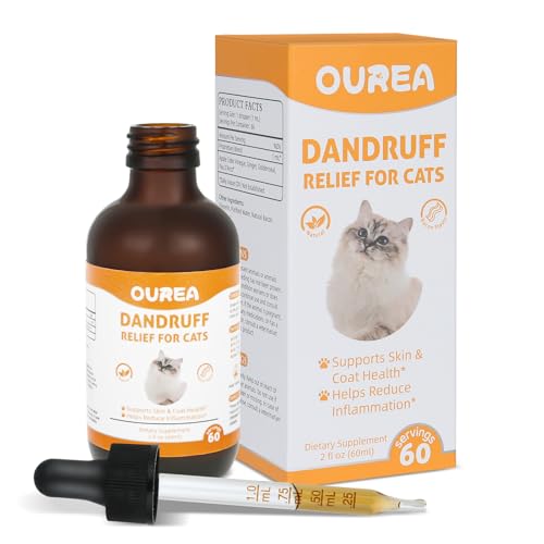 Cat Dandruff Treatment, Cat Dandruff Remover Supplement, Natural Support Skin and Coat Health, Help Reduce Dandruffs Cats Dander, Reduce Inflammation, Cats Itchy Skin Relief, Feline Allergy Relief