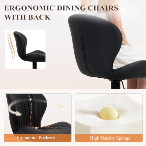 Image of COLAMY Bar Stools Set of 1,Swivel Adjustable Height Leather Bar Chair,Black