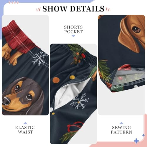 ZZXXB Christmas Dachshund Holly Leaves Boys Long Pants Soft Trousers Elastic Waist Kids Lounge Bottoms with Pockets S-XL4