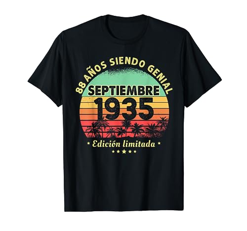 88 Años Cumpleaños Regalo Septiembre 1935 Septiembre 88 Años Camiseta