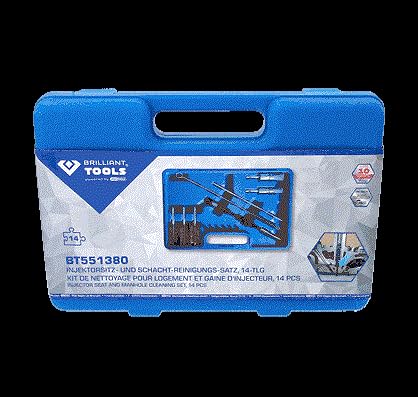 BRILLIANT TOOLS BT551380 Injektorsitz- und Schacht-Reinigungs-Satz, 14-tlg. [Powered by KS Tools]
